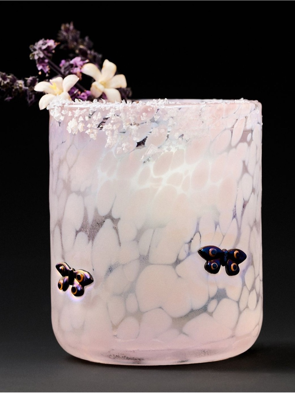 NIB Anthropologie Halloween Mystic Icon Juice Glass Moth Mauve Pink Purple
